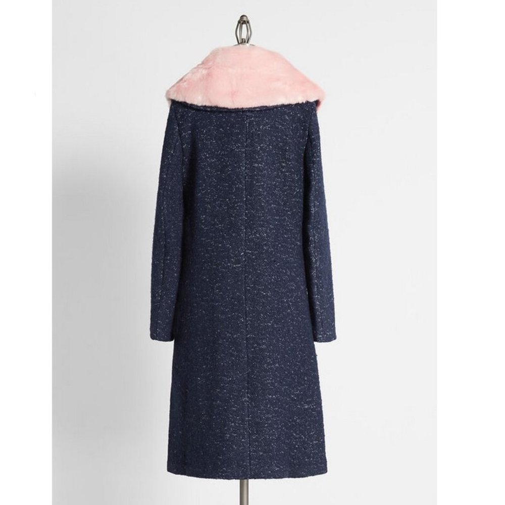 Emily and Fin Vivian Car Coat Boucle Navy XS NWT - Picture 2 of 13